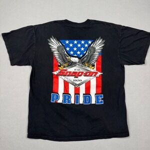 Vintage Snap-on Tools Pride Eagle American Flag Graphic T-Shirt Mens XL Gildan
